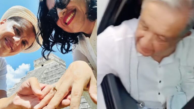 ¡Padrino! Pareja se compromete enfrente de AMLO y lo invitan a la boda