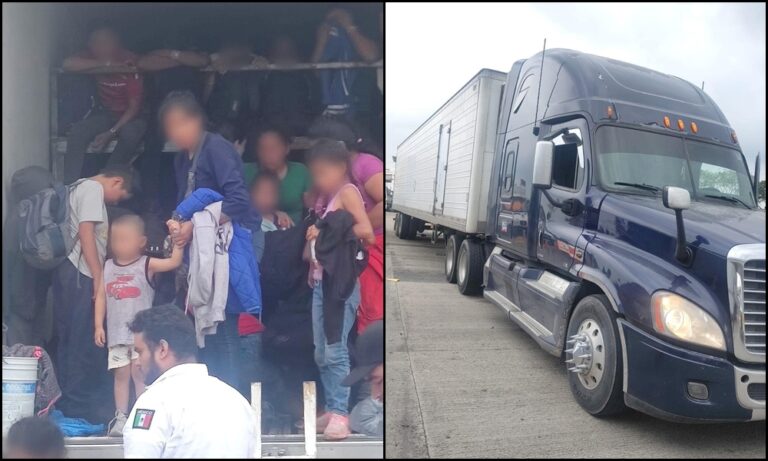 Abandonan tráiler en Veracruz con 215 migrantes de El Salvador, Honduras y Guatemala