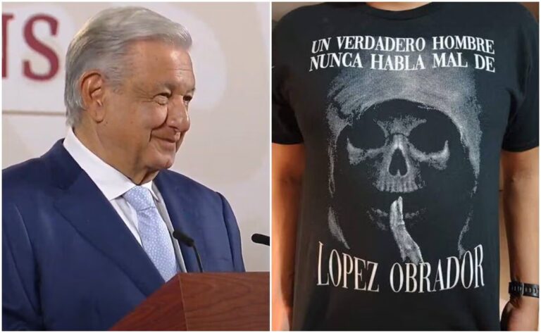 “No tengo opinión, soy muy respetuoso» AMLO habla sobre playeras de Morena con calavera
