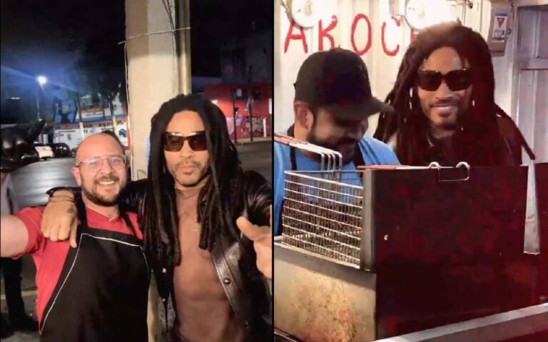 ¡Llévele llévele? Lenny Kravitz vende hamburguesas en la CDMX