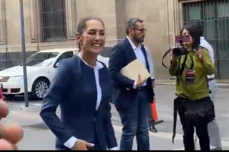 Así llegó Claudia Sheinbaum a Palacio Nacional (video)
