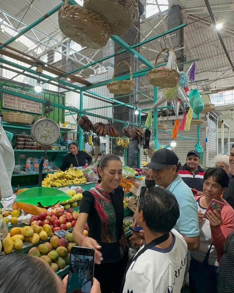Claudia Sheinbaum visita el mercado de Tlalpan en su primer día como Presidenta Electa