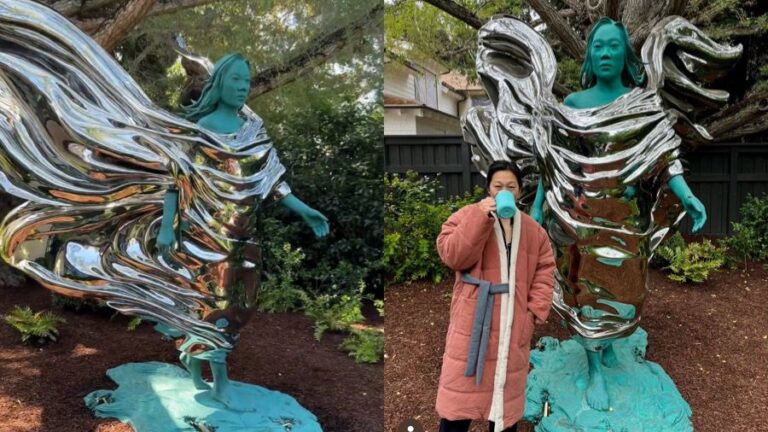 Mark Zuckerberg interviene su jardín con una escultura de su esposa, Priscilla Chan