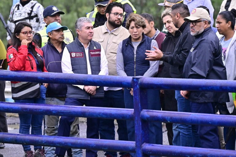 Gobernadora Delfina Gómez se reúne con familias afectadas por deslave y supervisa la Presa Cuartos en Naucalpan