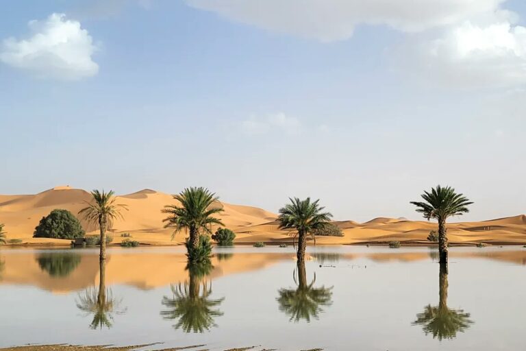 Inusual inundación en el desierto del Sahara tras intensas lluvias en Marruecos