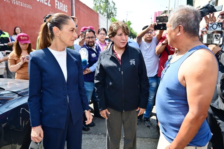 Delfina Gómez y Presidenta Sheinbaum coordinan ayuda en Nezahualcóyotl; 87% de calles sin encharcamientos