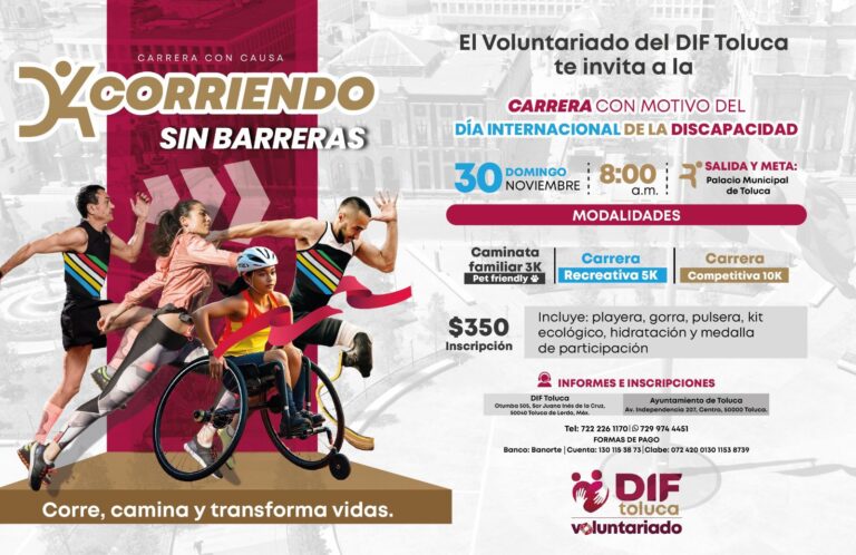 DIF Toluca impulsa inclusión con carrera “Corriendo sin Barreras” e invita a Bodas Comunitarias 2025