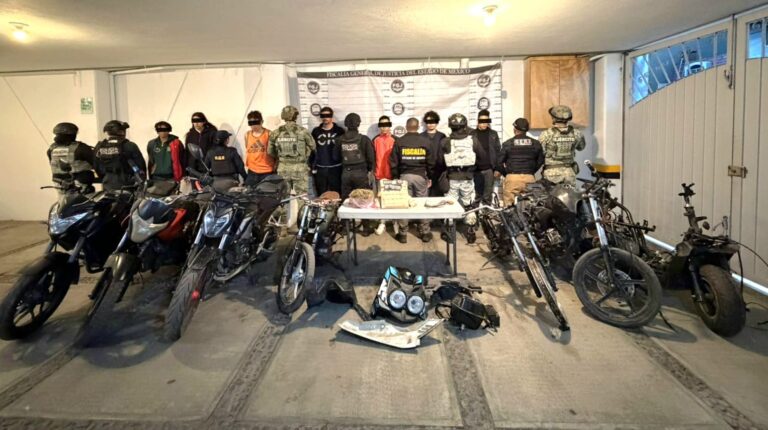 Operativo interinstitucional frena desvalijo de motocicletas y detiene a siete personas en Toluca