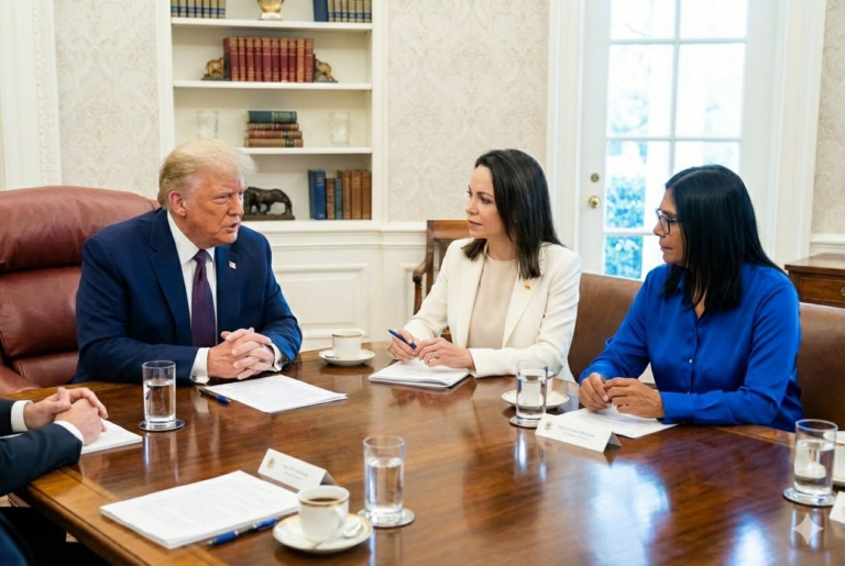 Trump anuncia nuevo diálogo con María Corina Machado y respalda liderazgo de Delcy Rodríguez en Venezuela